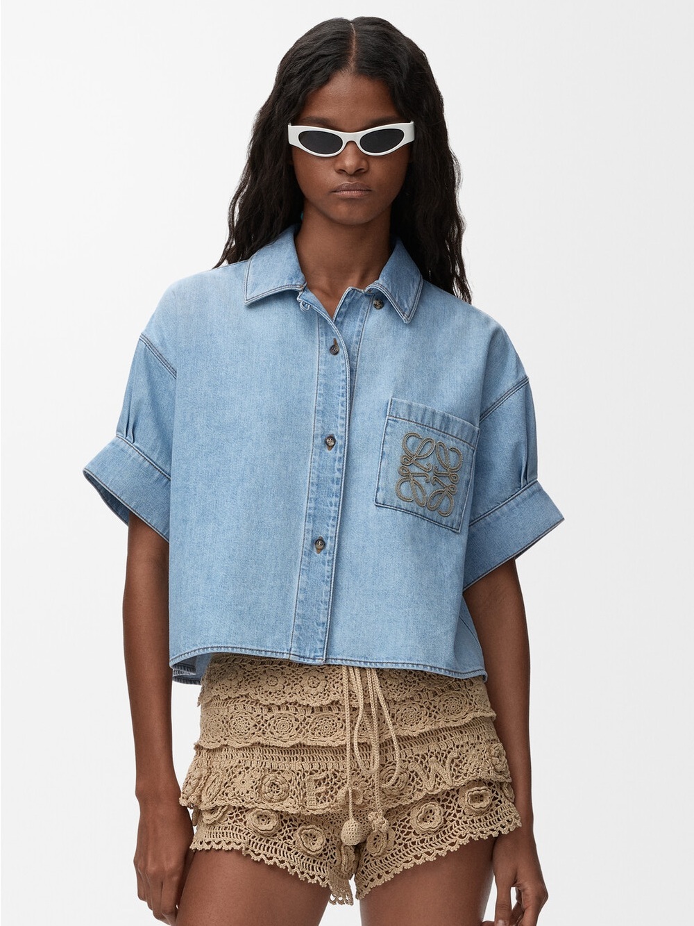 Loewe Short sleeve shirt in denim Fr34